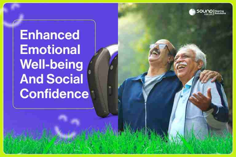 Enhanced emotional well-being and social confidence: two older men laughing together outdoors